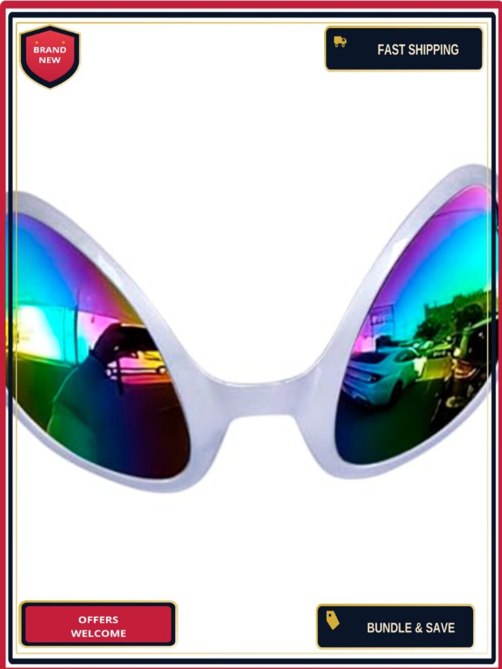 Novelty Alien Glasses Metal Wraparound Costume Eyewear Halloween Party Accessory